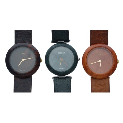 396 - Two Tissot Woodwatch wristwatches, quartz; 32mm (one lacking case screws); together with a Tissot Ro... 