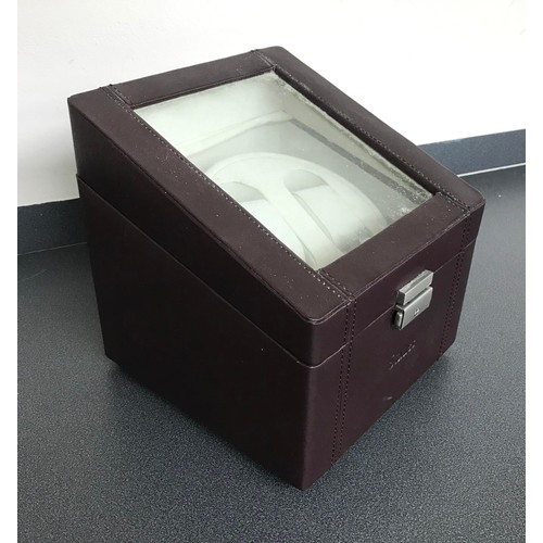 428 - Stauer automatic dual watch winder display case, with glazed hinged lid, 7.5'' high x 7.25'' wide (i... 