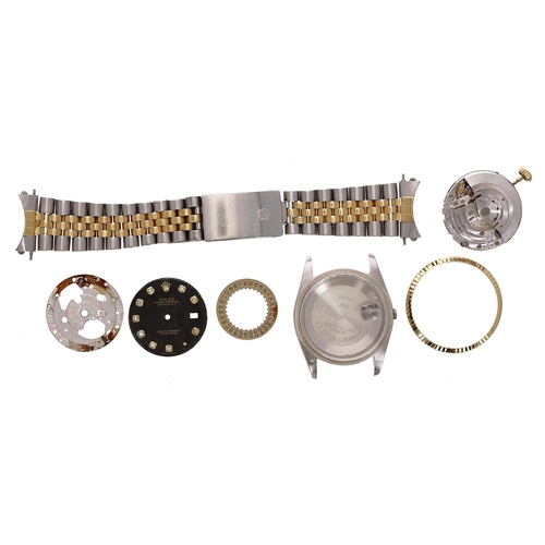 478 - Rolex Oyster Perpetual Datejust gold and stainless steel gentleman's wristwatch for assembly and rep... 