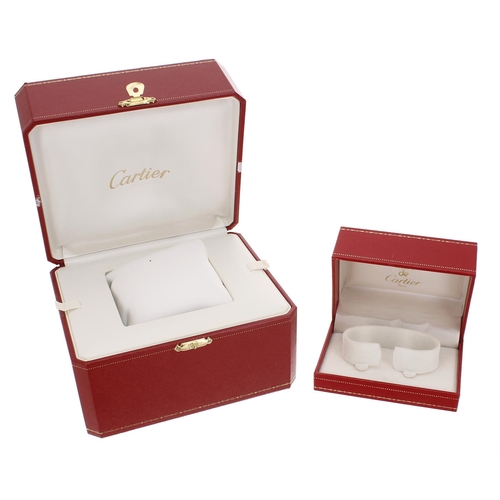 431 - Cartier wristwatch box with display cushion, reference. COWA0053; together with a Must de Cartier wr... 