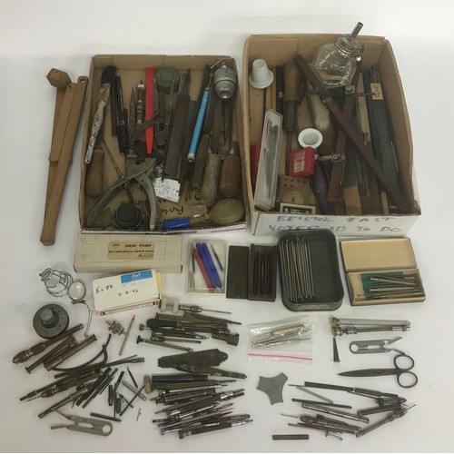 934 - Quantity of assorted tools from a watchmakers workshop to include screwdrivers, pliers, files etc... 