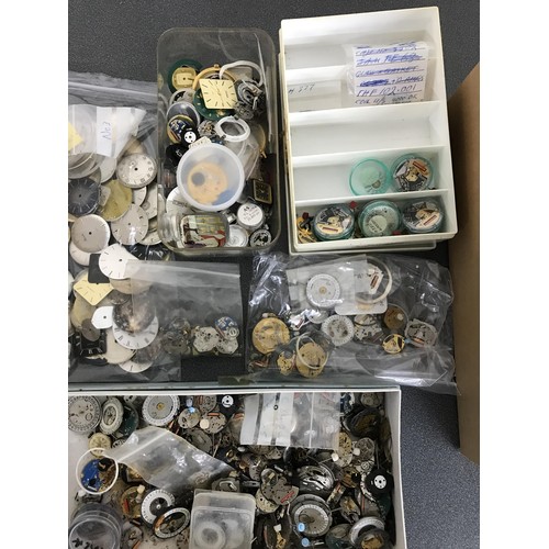 493 - Large quantity of quartz wristwatch movements; together with a quantity of wristwatch dials, wristwa... 