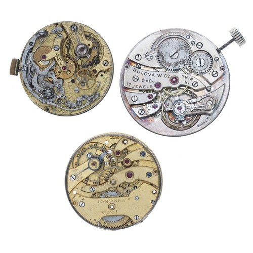 495 - Universal Watch Co. chronograph wristwatch movement for repair, 34mm; together with a Bulova Watch C... 