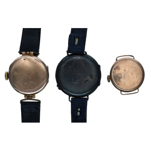 423 - Rotary 9ct lady's wristwatch, Chester 1928, enamel dial, hinged case, black leather strap, 17.3gm, 2... 