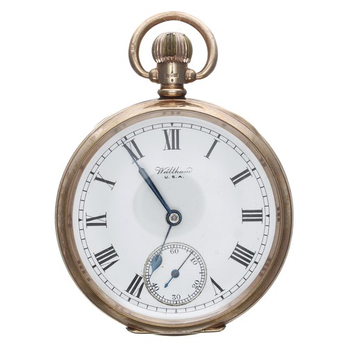 517 - American Waltham 'Riverside' 9ct lever pocket watch, circa 1919, serial no. 23101885, signed 19 jewe... 