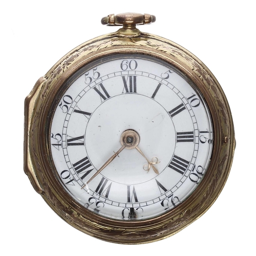 683 - English 18th century gilt metal verge pocket watch, the fusee movement signed Geo. Lindsay, Ser.t to... 