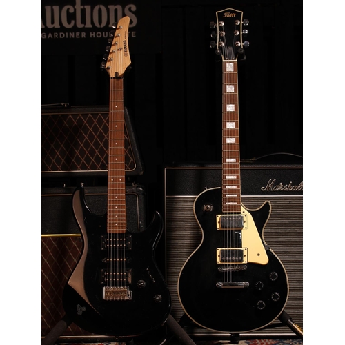 518 - Yamaha ERG121 electric guitar, black finish (imperfections); together with a Swift LP type electric ... 