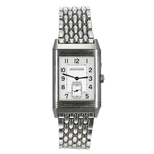 224 - Jaeger-LeCoultre Reverso Duo Night & Day stainless steel gentleman's wristwatch, reference no. 2... 