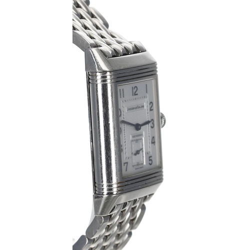 224 - Jaeger-LeCoultre Reverso Duo Night & Day stainless steel gentleman's wristwatch, reference no. 2... 