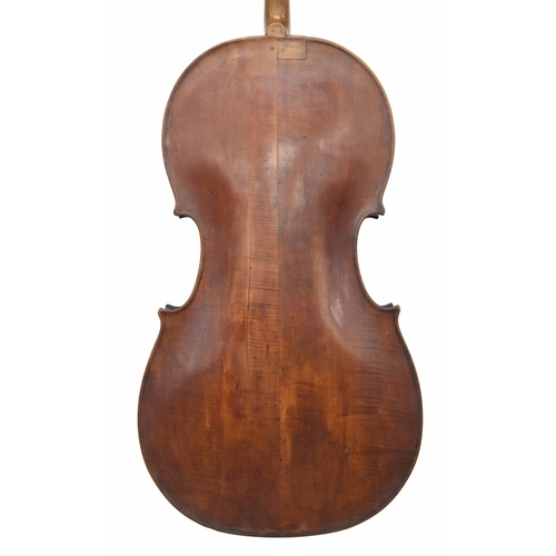 2509 - 19th century violoncello with scratched purfling on the table and inked purfling on the back, in nee... 