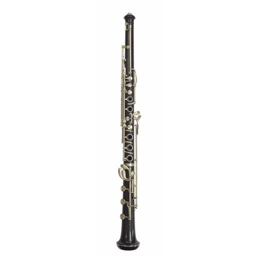 1806 - African blackwood Boehm system oboe with maillechort (nickel silver) keywork, signed (lyre) Buffet, ... 