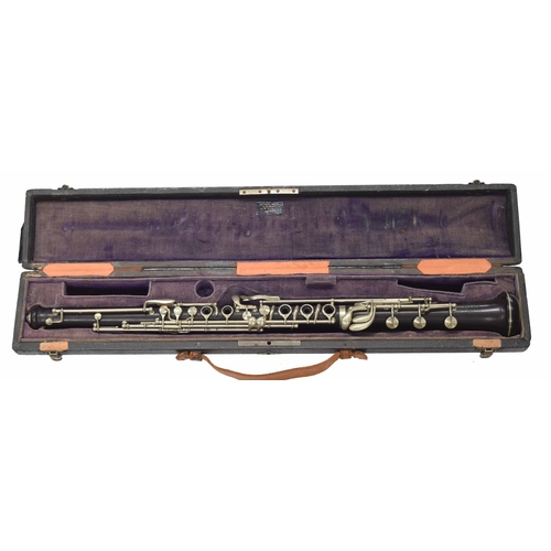 1806 - African blackwood Boehm system oboe with maillechort (nickel silver) keywork, signed (lyre) Buffet, ... 