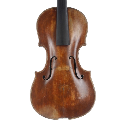 2402 - Interesting violin in need of restoration labelled Joseph Dall'Aglio, fecit in Mantuae, anno 1814, 1... 