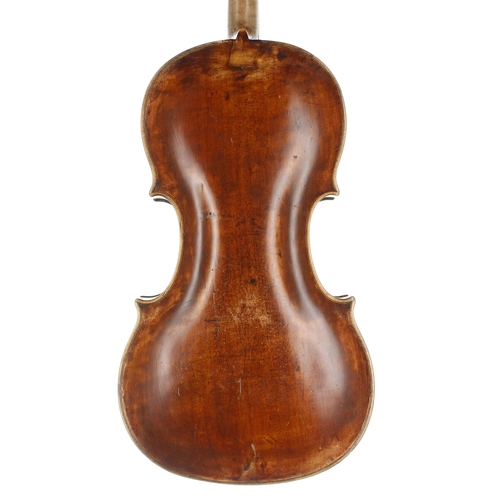 2402 - Interesting violin in need of restoration labelled Joseph Dall'Aglio, fecit in Mantuae, anno 1814, 1... 