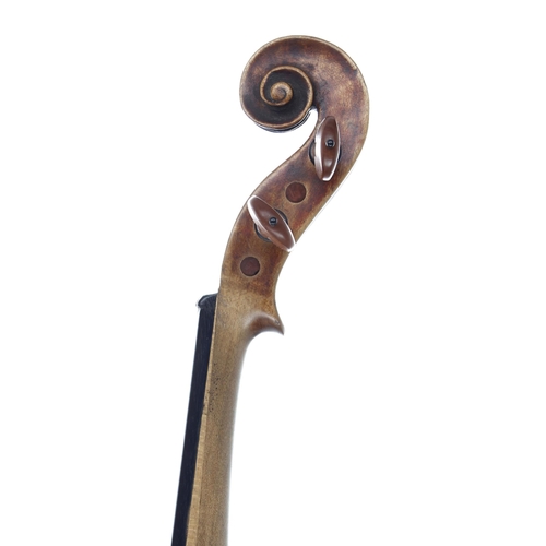 2402 - Interesting violin in need of restoration labelled Joseph Dall'Aglio, fecit in Mantuae, anno 1814, 1... 