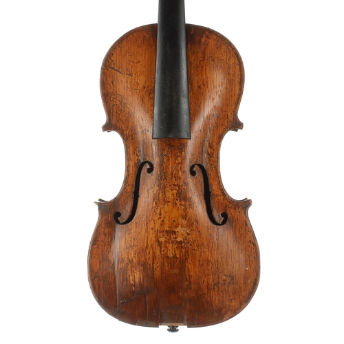 2406 - Interesting early violin with inked purfling and in need of restoration, 13 15/16