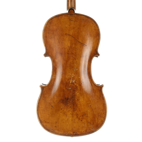 2406 - Interesting early violin with inked purfling and in need of restoration, 13 15/16