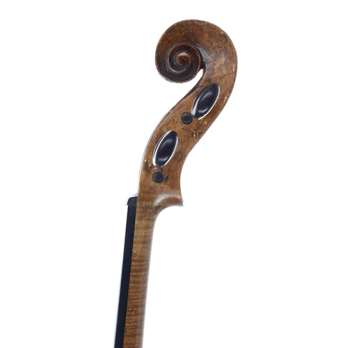 2406 - Interesting early violin with inked purfling and in need of restoration, 13 15/16