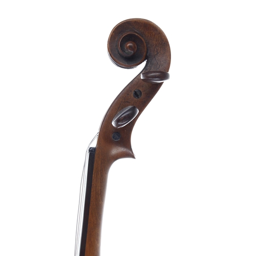 2408 - 19th century violin stamped Norman Duke, London below the button with wax seal, inked purfling, 14 1... 