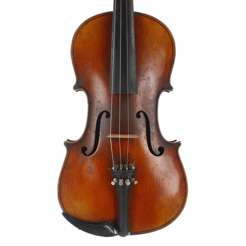 2438 - German violin by and labelled Schuster & Co...1909, 14 1/16