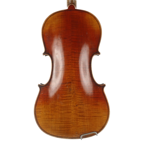 2438 - German violin by and labelled Schuster & Co...1909, 14 1/16