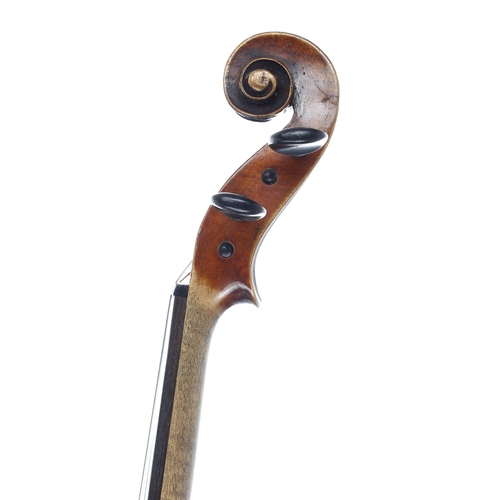 2438 - German violin by and labelled Schuster & Co...1909, 14 1/16