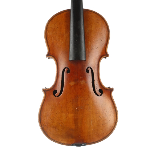 2441 - German violin labelled Manufactured in Berlin, Copy of Joseph Guarnerius, 14 7/16