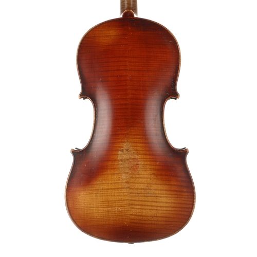 2446 - Late 19th century violin labelled Caussin F.H., Luthier, Nufchateau Vosges, 1892, the two piece back... 