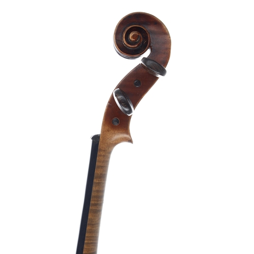 2446 - Late 19th century violin labelled Caussin F.H., Luthier, Nufchateau Vosges, 1892, the two piece back... 