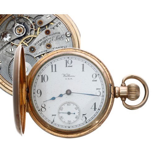 506 - American Waltham 'P.S. Bartlett' gold plated half hunter lever pocket watch, circa 1924, serial no. ... 