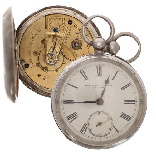 513 - American Waltham 'Fattorini & Sons' silver lever pocket watch, circa 1890, serial no. 4731248, s... 