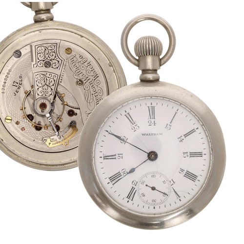 515 - American Waltham silveroid lever pocket watch, circa 1909, serial no. 17643286, signed 17 jewel move... 
