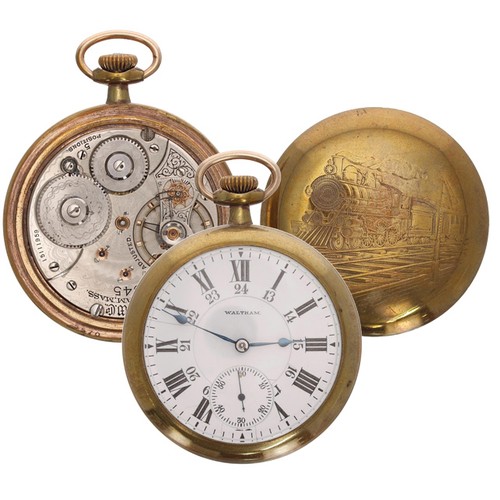 516 - American Waltham '845 model' lever set gold plated pocket watch, circa 1906, serial no. 15111959, si... 
