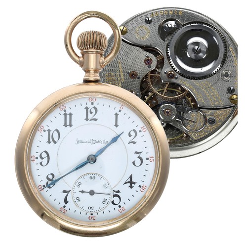 520 - Illinois Watch Co. 'Sangamo' gold plated lever set pocket watch, circa 1909, signed 23 jewel ruby je... 