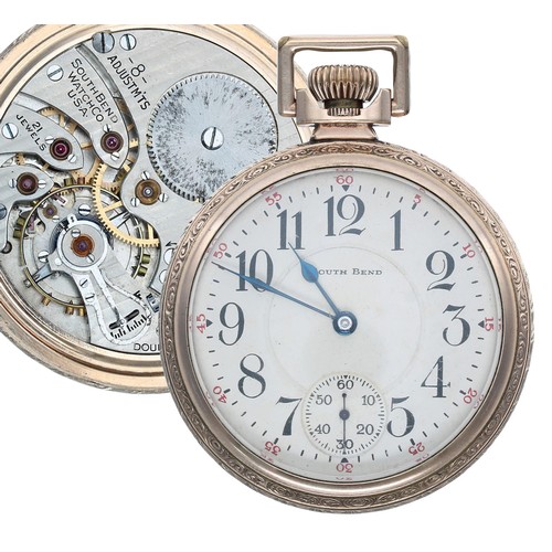 521 - South Bend Watch Co. 'Studebaker' gold plated lever pocket watch, circa 1926, signed 21 jewel 8 adju... 