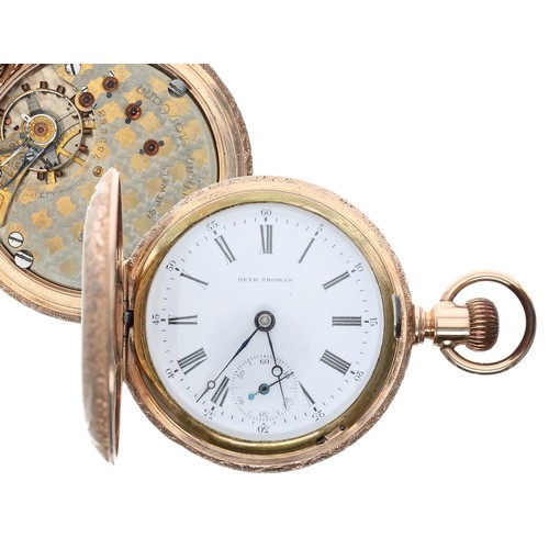 530 - Seth Thomas gold plated lever set hunter pocket watch, circa 1895, signed 15 jewel movement, no. 752... 