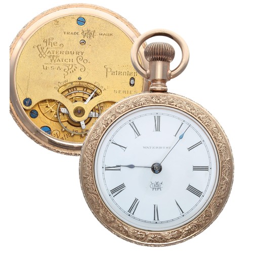 539 - Waterbury Watch Co. Series N duplex gold plated fob watch, signed movement and dial, within an engra... 