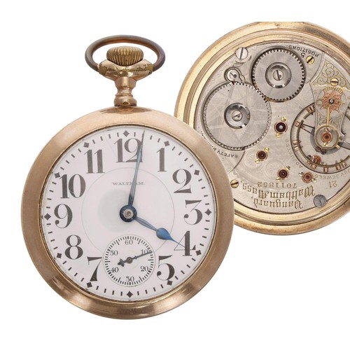 547 - American Waltham 'Vanguard' gold filled lever set pocket watch, circa 1894, serial no. 7011852, 21 r... 