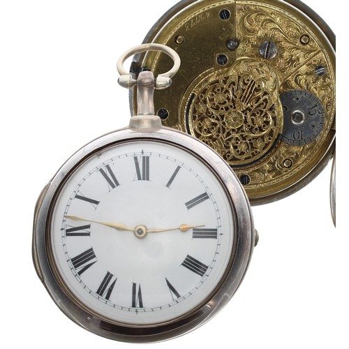 563 - George III silver verge pair cased pocket watch, London 1811, unsigned fusee movement, no. 42773, wi... 