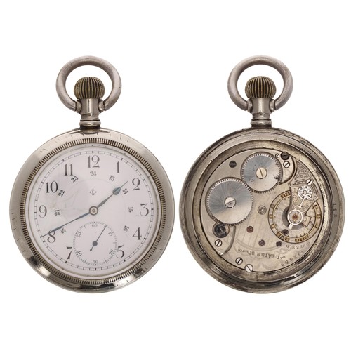 580 - 'The T. Eaton Co. Limited' nickel cased lever pocket watch, signed 15 jewel movement, no. 142853, Ar... 