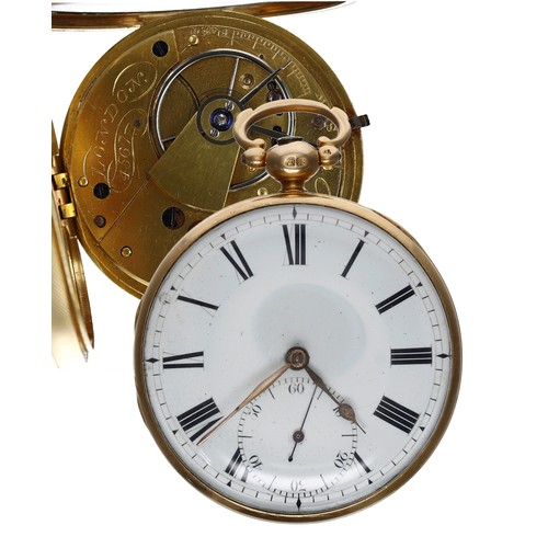 594 - George IV 18ct fusee lever pocket watch, London 1829, the movement signed Geo Clerke, London, no. 45... 