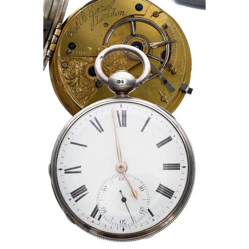 607 - George IV silver fusee lever pocket watch, London 1828, the movement signed Gazel, London, no. 11904... 