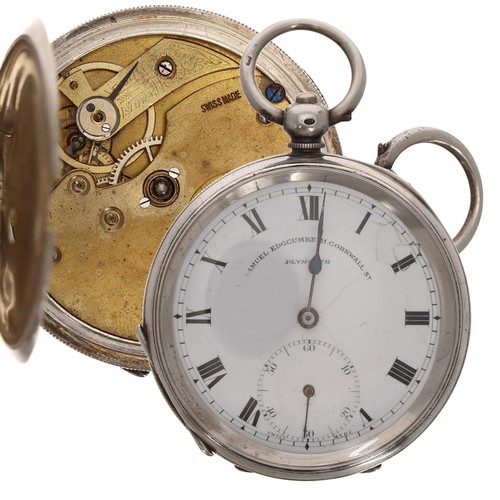 612 - Swiss silver cylinder engine turned pocket watch, import hallmarks London 1913, the movement stamped... 