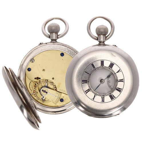 613 - Victorian silver lever half hunter pocket watch, Birmingham 1894, unsigned gilt frosted three quarte... 