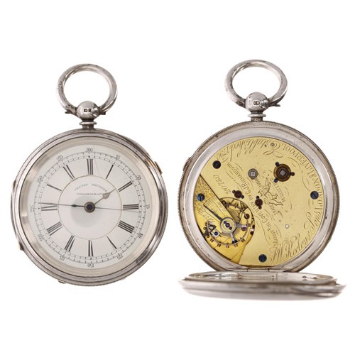 619 - Victorian 'Centre Seconds Chronograph' silver lever pocket watch, Chester 1900, the three quarter pl... 