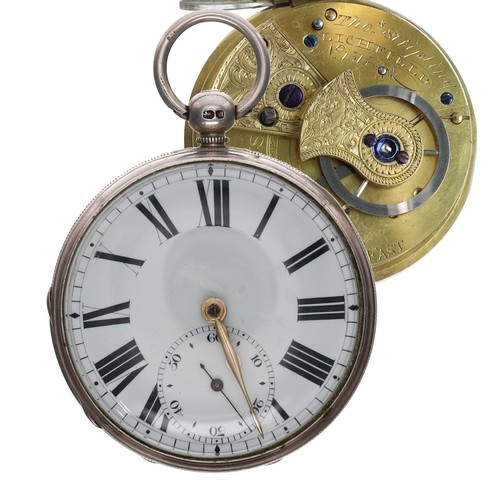 690 - Victorian Savage two-pin lever pocket watch, London 1856, the gilt fusee movement signed Thos. Strip... 