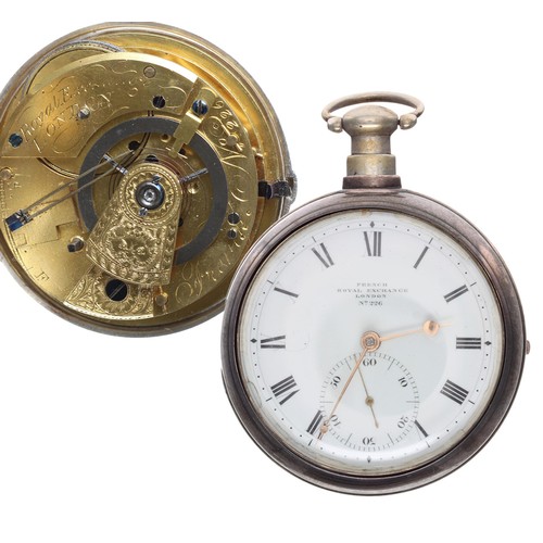 730 - Rare George III silver pair cased pocket chronometer by French, Royal Exchange, London, London 1810,... 