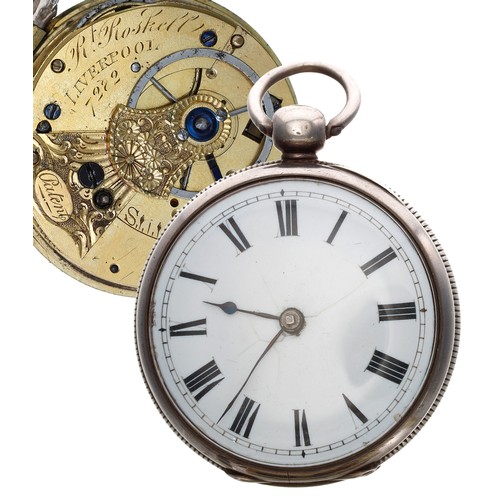 718 - English 19th century silver rack lever pocket watch, London 1824, the fusee movement signed Robert R... 