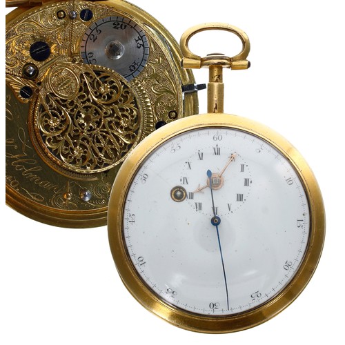 722 - Early 19th century gilt metal verge 'Doctor's' pocket watch, the verge movement signed Kemp & Ho... 