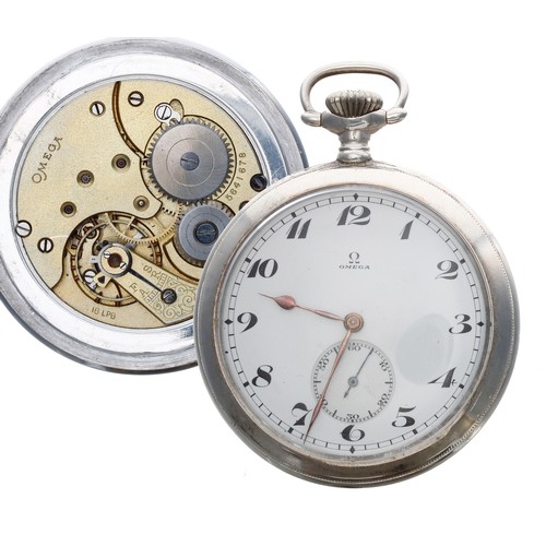 724 - Omega silver (.900) lever pocket watch, circa 1916-1923, movement no. 5641678, cal. 18 LPB gilt fros... 